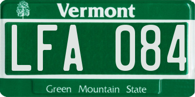 VT license plate LFA084
