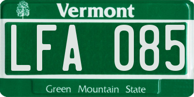 VT license plate LFA085