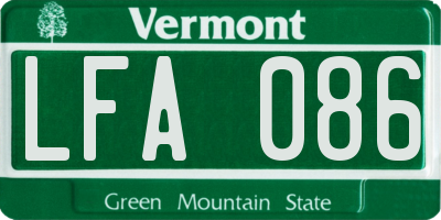 VT license plate LFA086