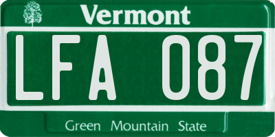 VT license plate LFA087