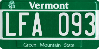 VT license plate LFA093