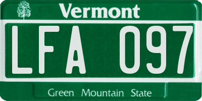 VT license plate LFA097