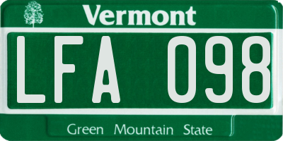 VT license plate LFA098