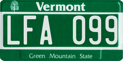 VT license plate LFA099
