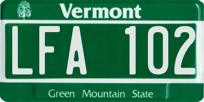 VT license plate LFA102