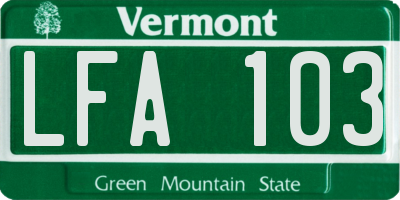 VT license plate LFA103