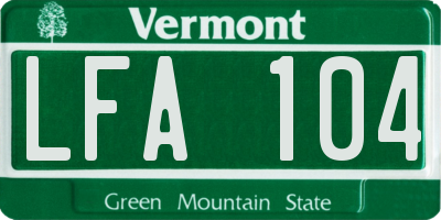 VT license plate LFA104