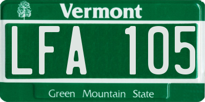 VT license plate LFA105