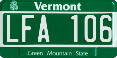 VT license plate LFA106