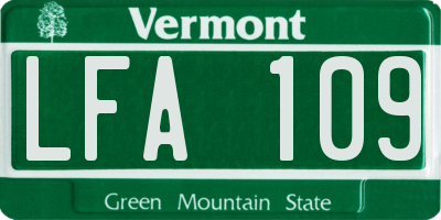 VT license plate LFA109