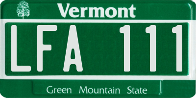VT license plate LFA111