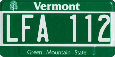 VT license plate LFA112