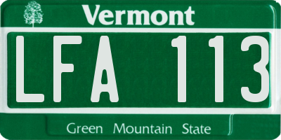 VT license plate LFA113