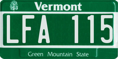 VT license plate LFA115