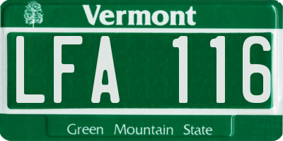 VT license plate LFA116