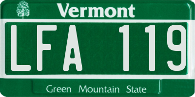 VT license plate LFA119