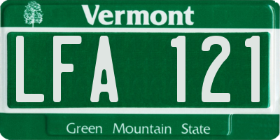 VT license plate LFA121
