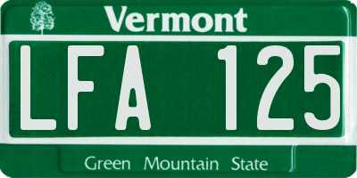 VT license plate LFA125