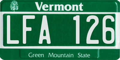 VT license plate LFA126