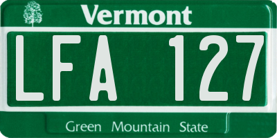 VT license plate LFA127