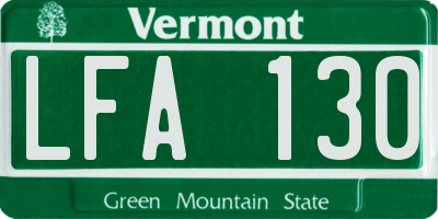 VT license plate LFA130