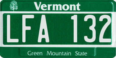 VT license plate LFA132
