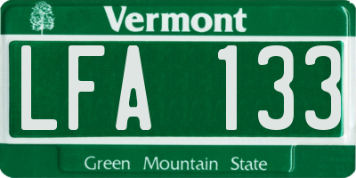 VT license plate LFA133