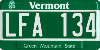 VT license plate LFA134