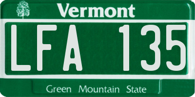 VT license plate LFA135