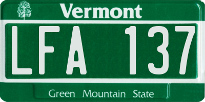 VT license plate LFA137