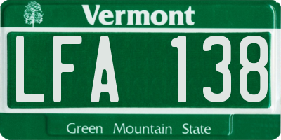 VT license plate LFA138