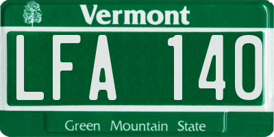 VT license plate LFA140