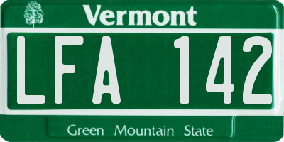 VT license plate LFA142