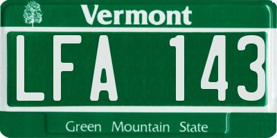 VT license plate LFA143