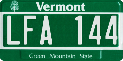 VT license plate LFA144