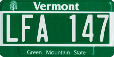 VT license plate LFA147