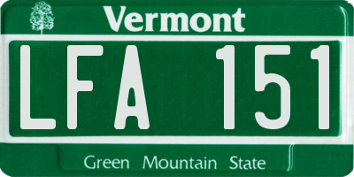 VT license plate LFA151