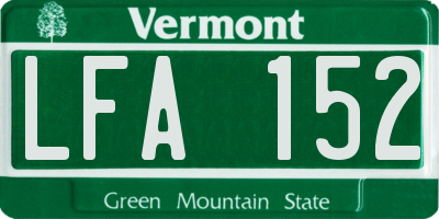 VT license plate LFA152