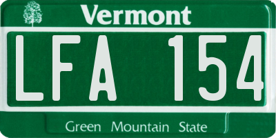 VT license plate LFA154
