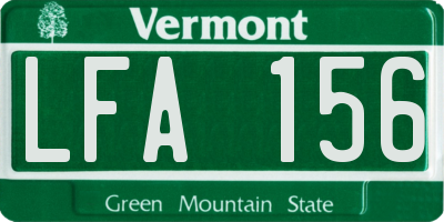 VT license plate LFA156