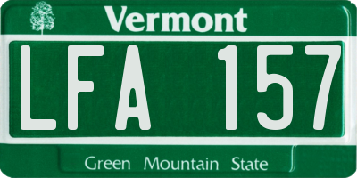 VT license plate LFA157