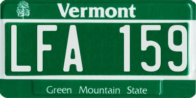 VT license plate LFA159
