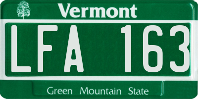 VT license plate LFA163