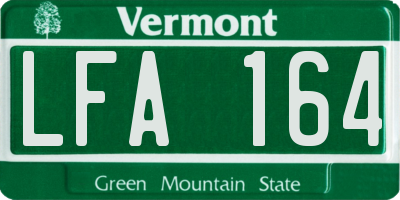 VT license plate LFA164