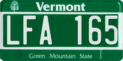 VT license plate LFA165
