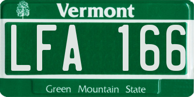 VT license plate LFA166