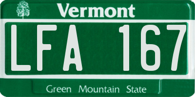 VT license plate LFA167