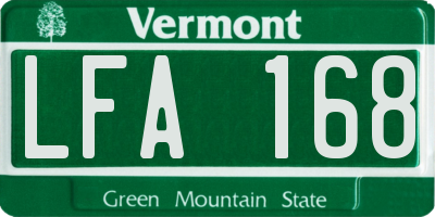 VT license plate LFA168