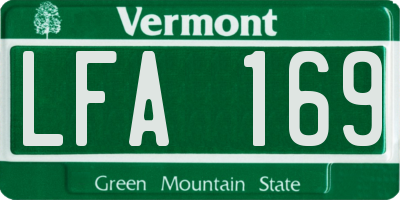 VT license plate LFA169
