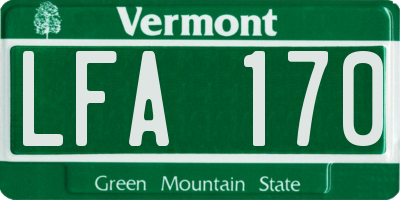 VT license plate LFA170